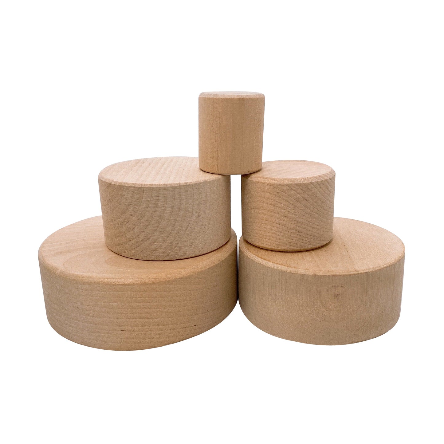 5 Pcs Natural Wooden Stacking Nesting Cup Bowl Set