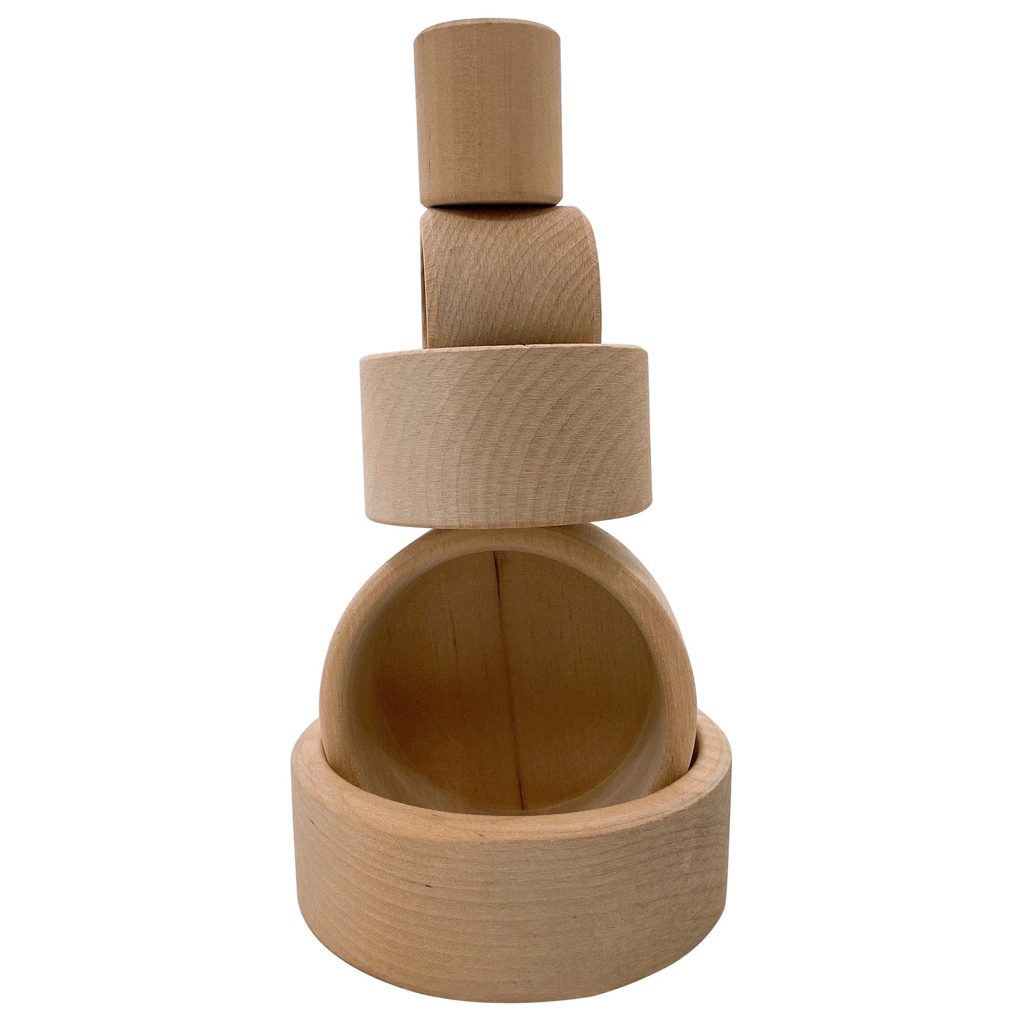 5 Pcs Natural Wooden Stacking Nesting Cup Bowl Set