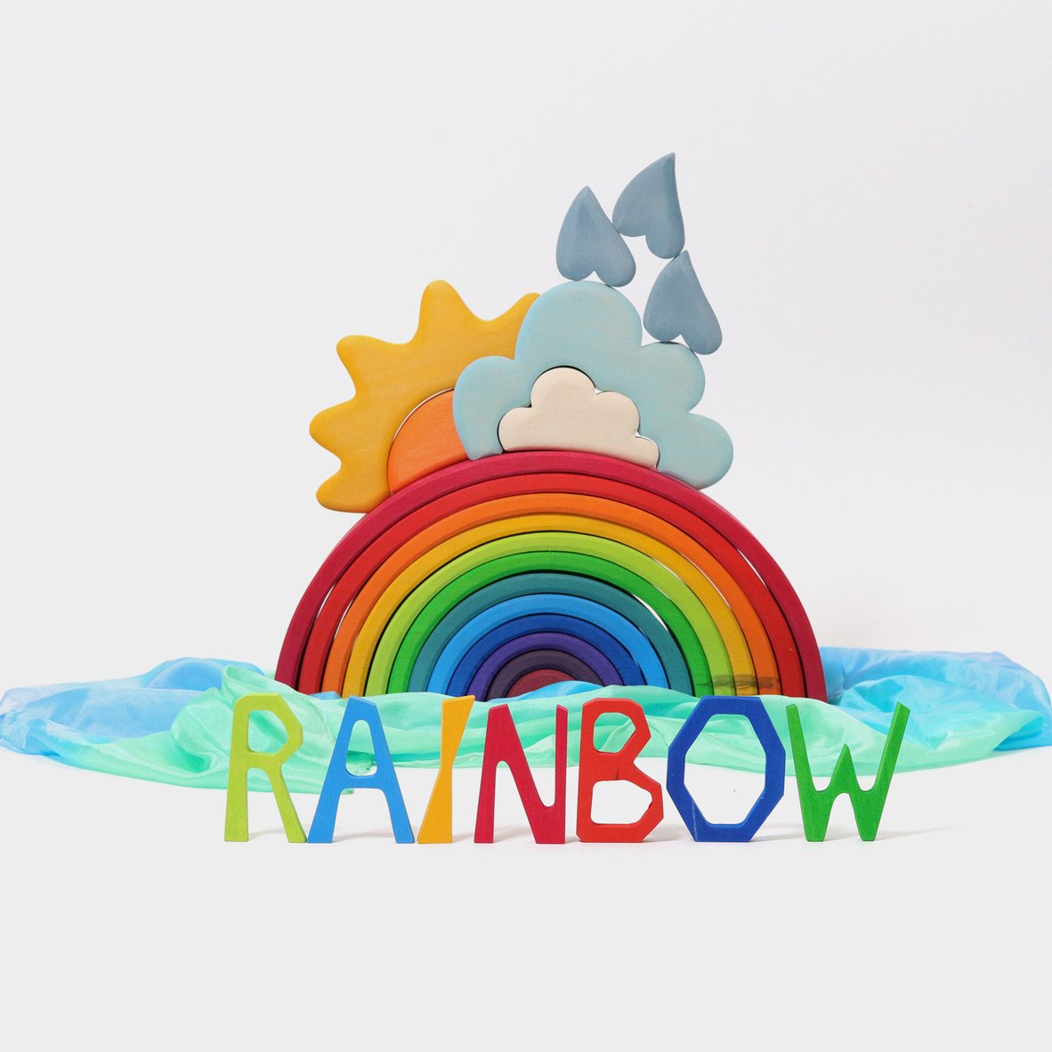 13 Pcs STAINED Wooden Weather Building Set