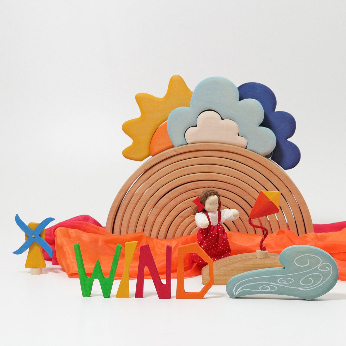 13 Pcs STAINED Wooden Weather Building Set
