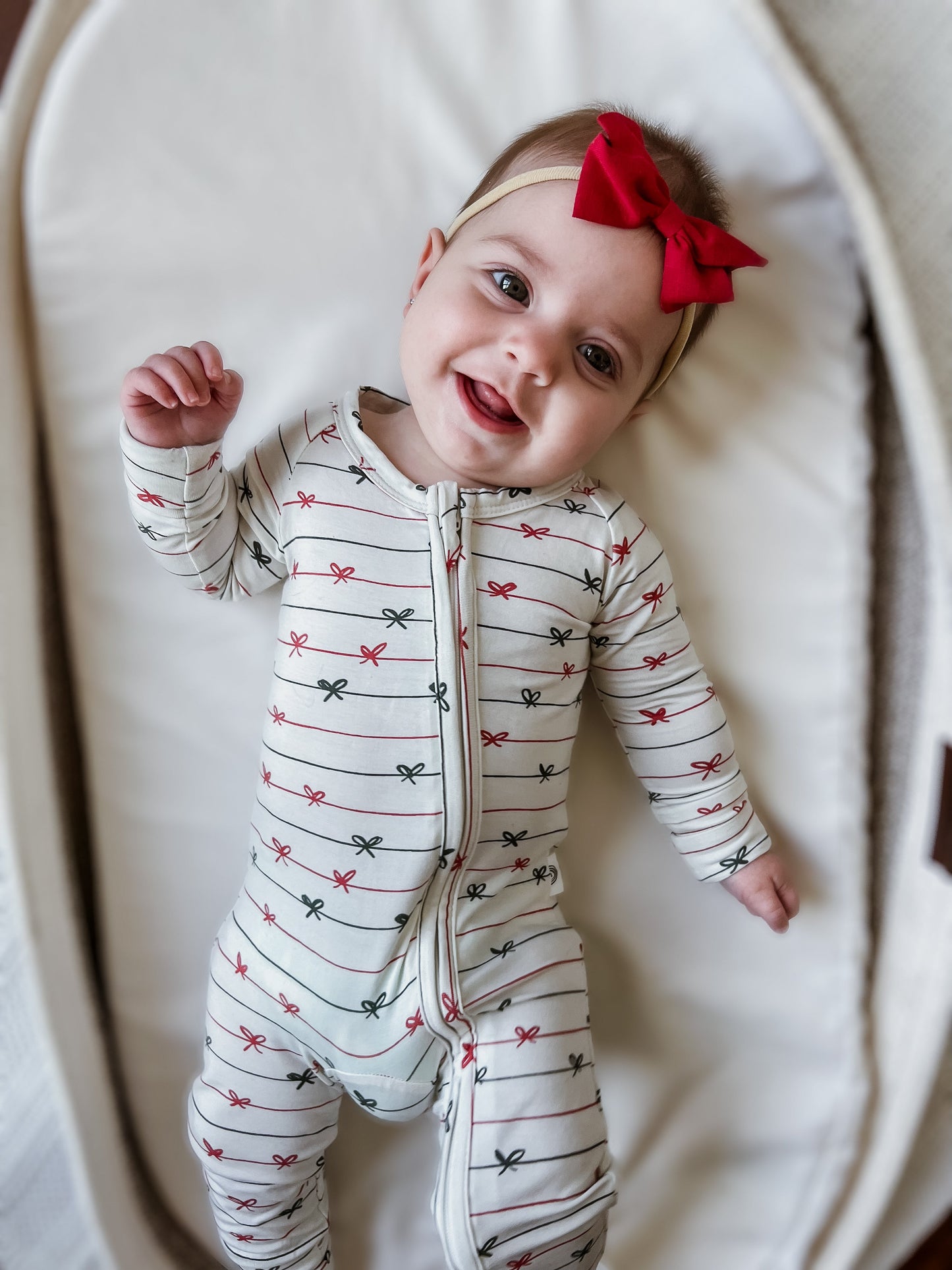 Tied with a Bow Christmas Bamboo Zippy Pajamas