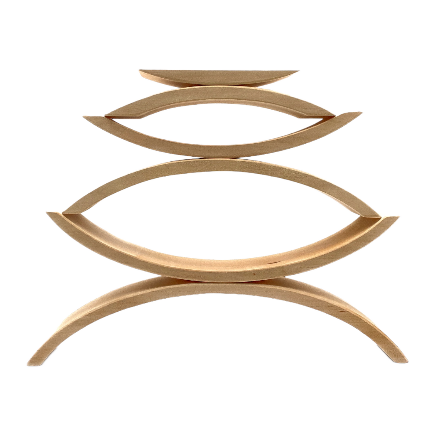 6 Pcs Wooden Bridge Stacking Building Blocks in Natural Color