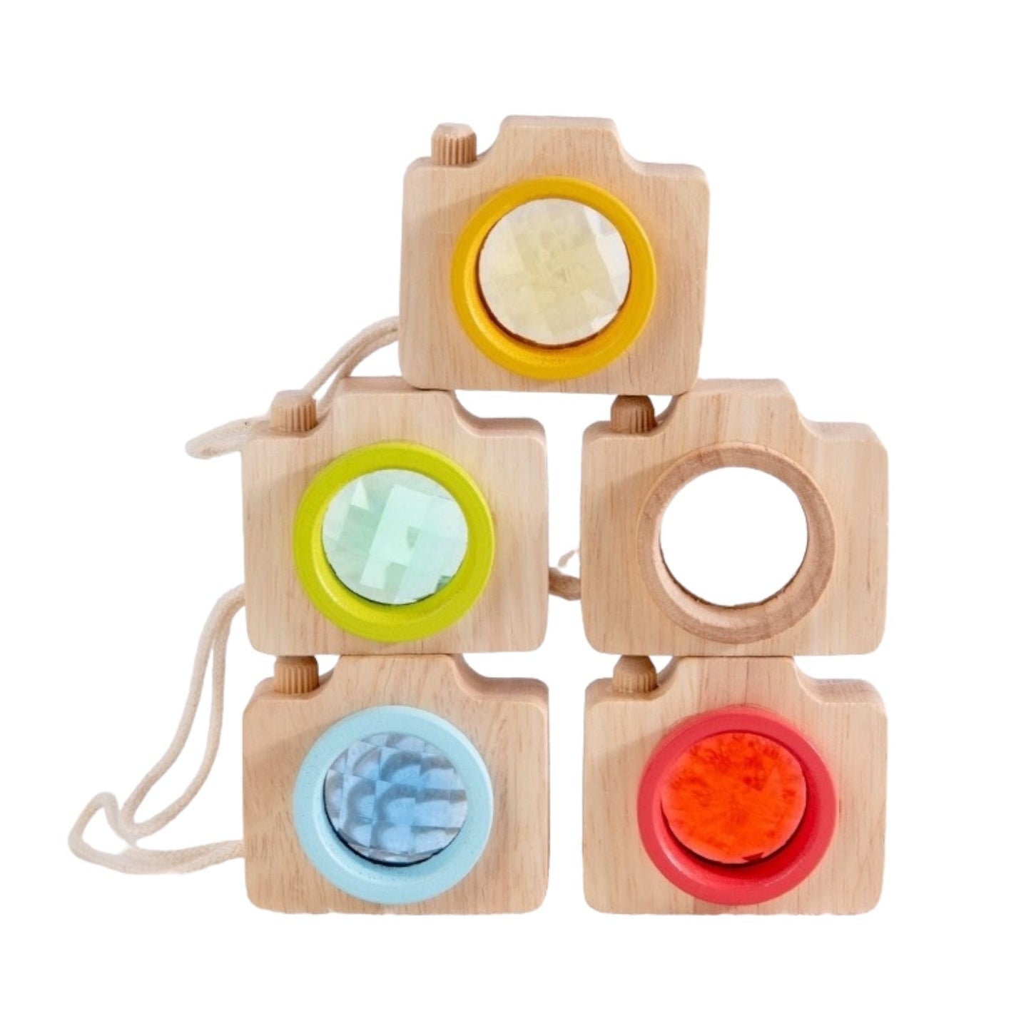 5 Pcs Mini Gemmed Wooden Camera Kaleidoscope