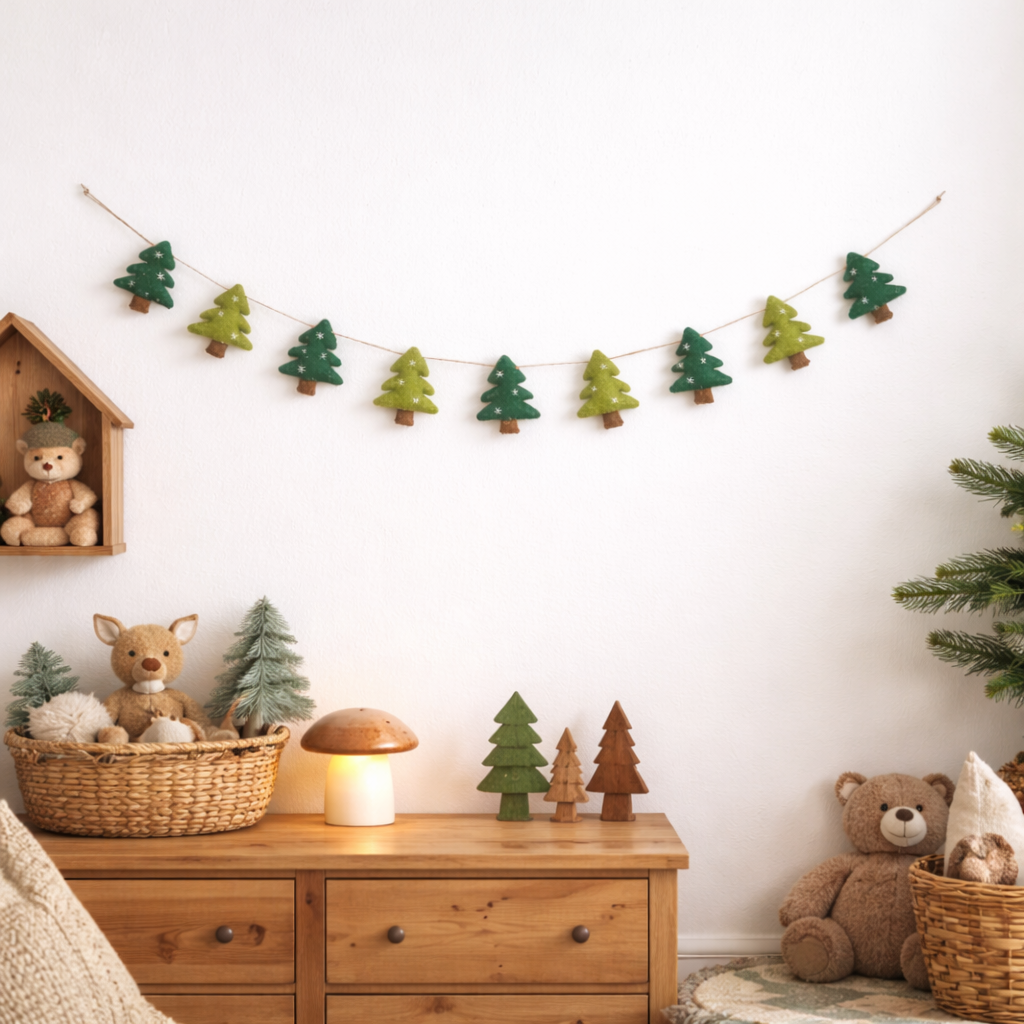 Felt Tree Garland with Jute Thread