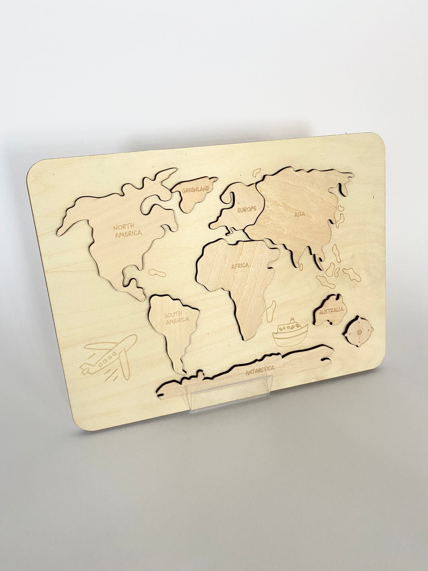 World Map Natural Wood Puzzle