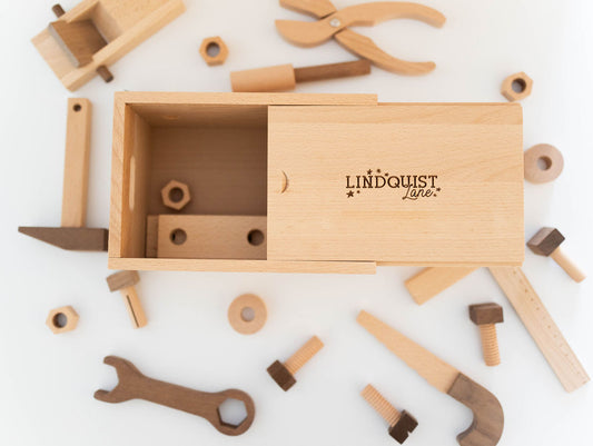Lindquist Lane Wooden Tool Set in Box