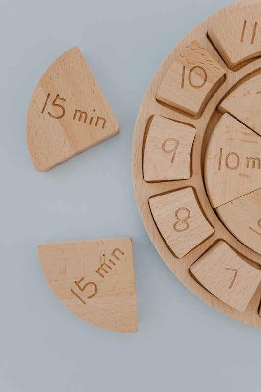 Wood Clock Telling Time Learning Toy Visual