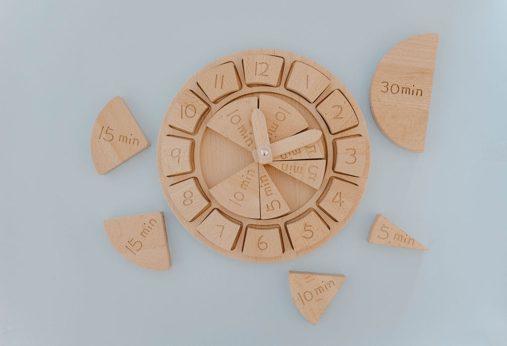 Wood Clock Telling Time Learning Toy Visual – Lindquist Lane