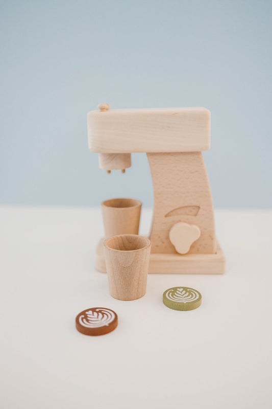 Wood Espresso Coffee Maker Toy Set