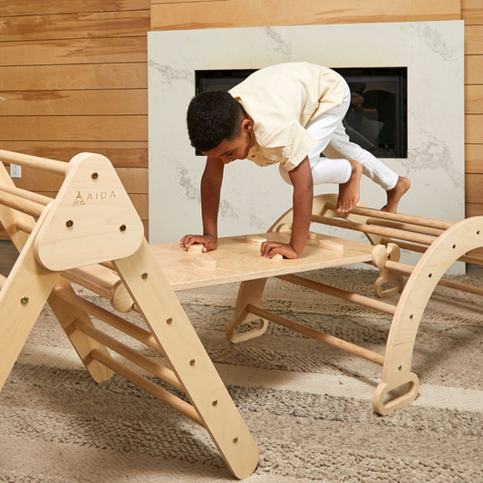Pikler Wooden Rockwall & Slide Ramp