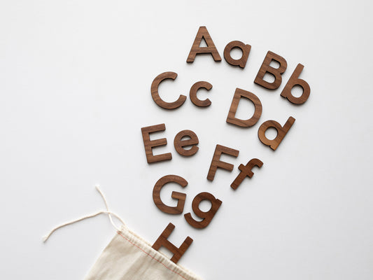 Wooden Alphabet Set Wood Letters & Movable Alphabet in Walnut