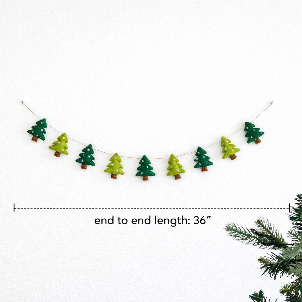 Felt Tree Garland with Jute Thread