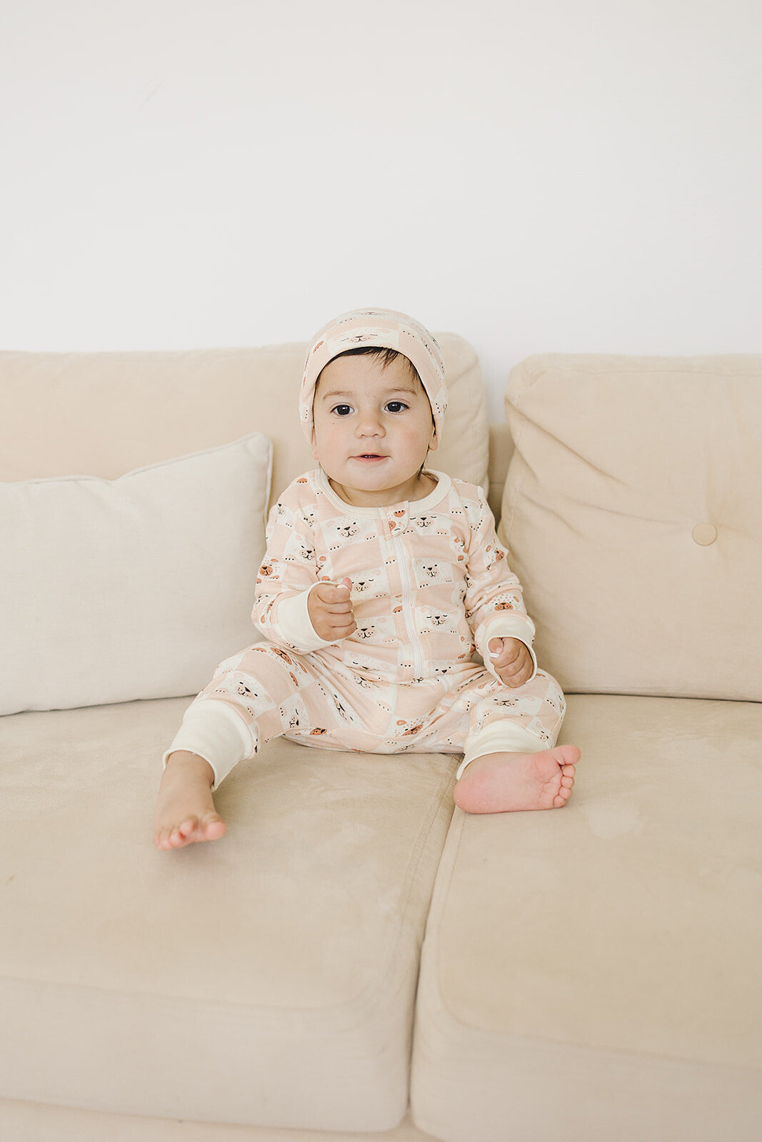 GOTS Certified Organic Cotton Zippy Pajamas in Checkered Bear