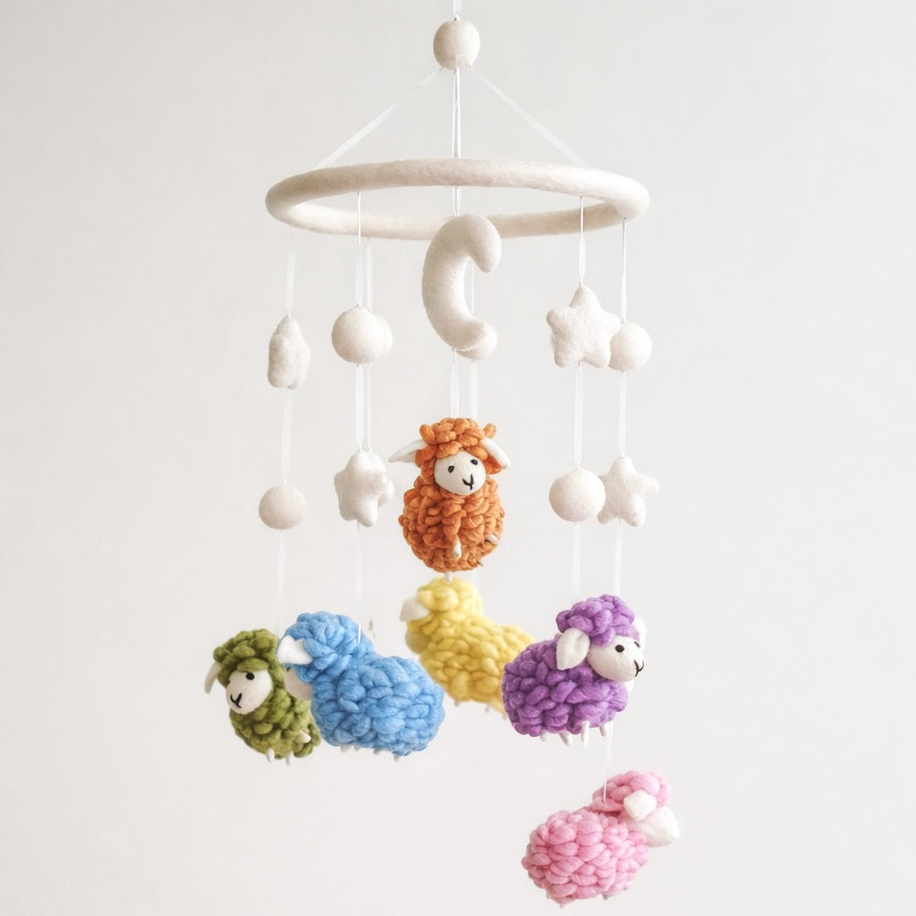 Pastel Sheep Baby Mobile