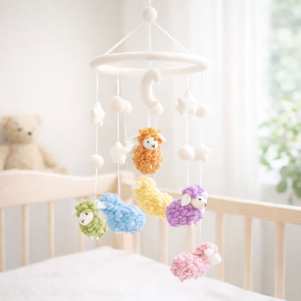 Pastel Sheep Baby Mobile