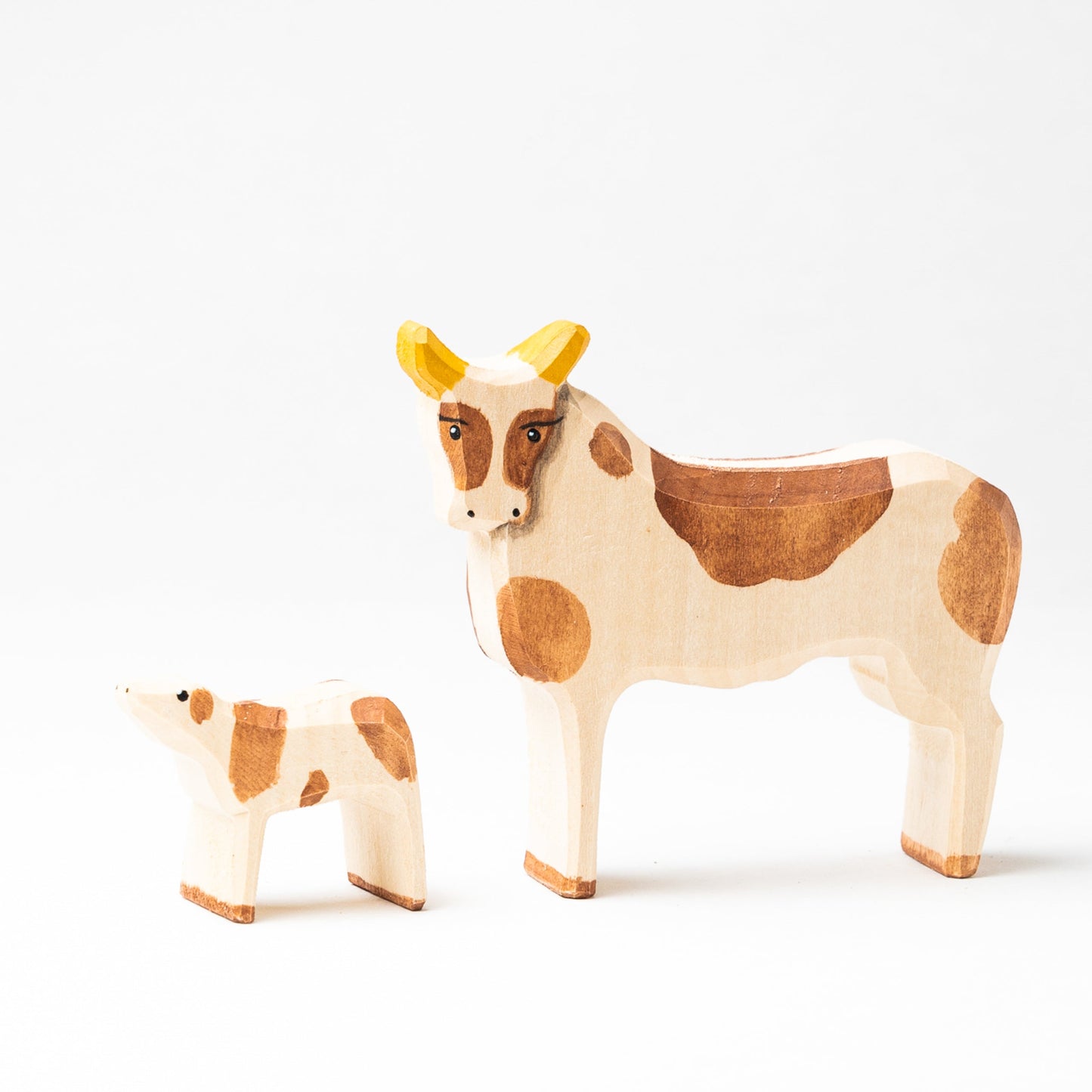 Wooden Cow Toy with Baby Cow