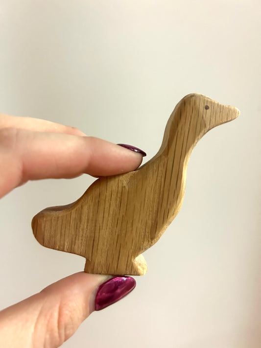 Hand Carved Goose Wood Toy Figure