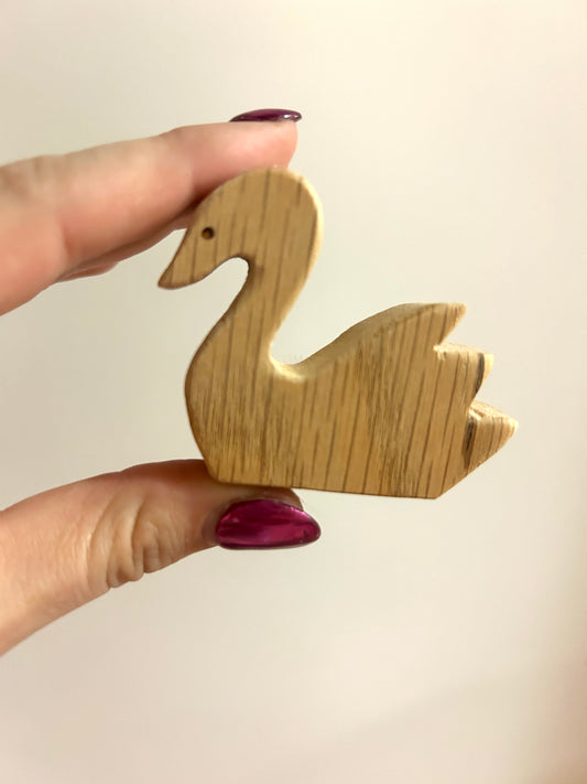Hand Carved Swan Wood Toy Figure