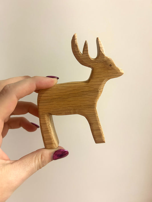 Hand Carved Deer Wood Toy Figure