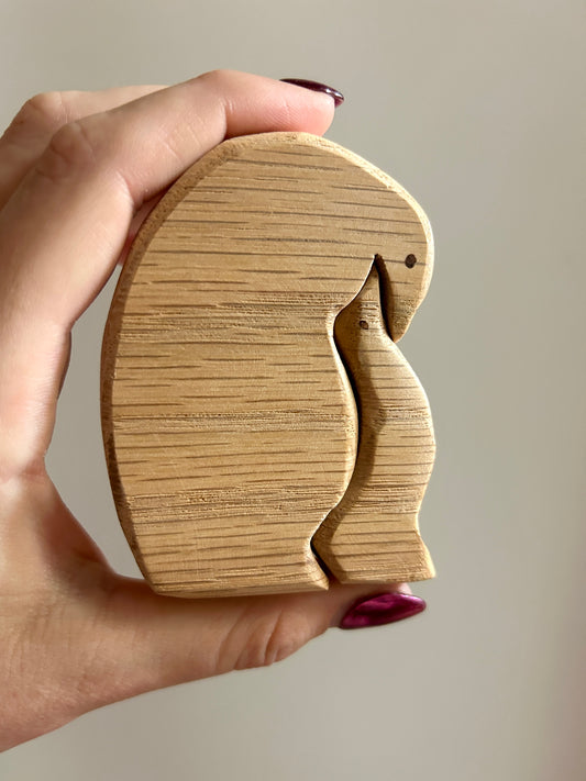 Hand Carved Nesting Penguins Wood Toy Figures