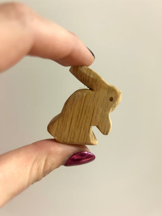 Hand Carved Bunny Rabbit Wood Toy Figure
