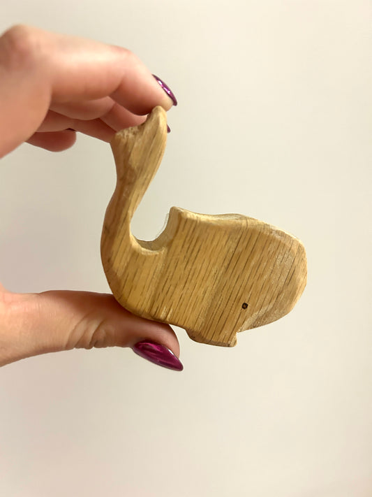 Hand Carved Whale Wood Toy Figure