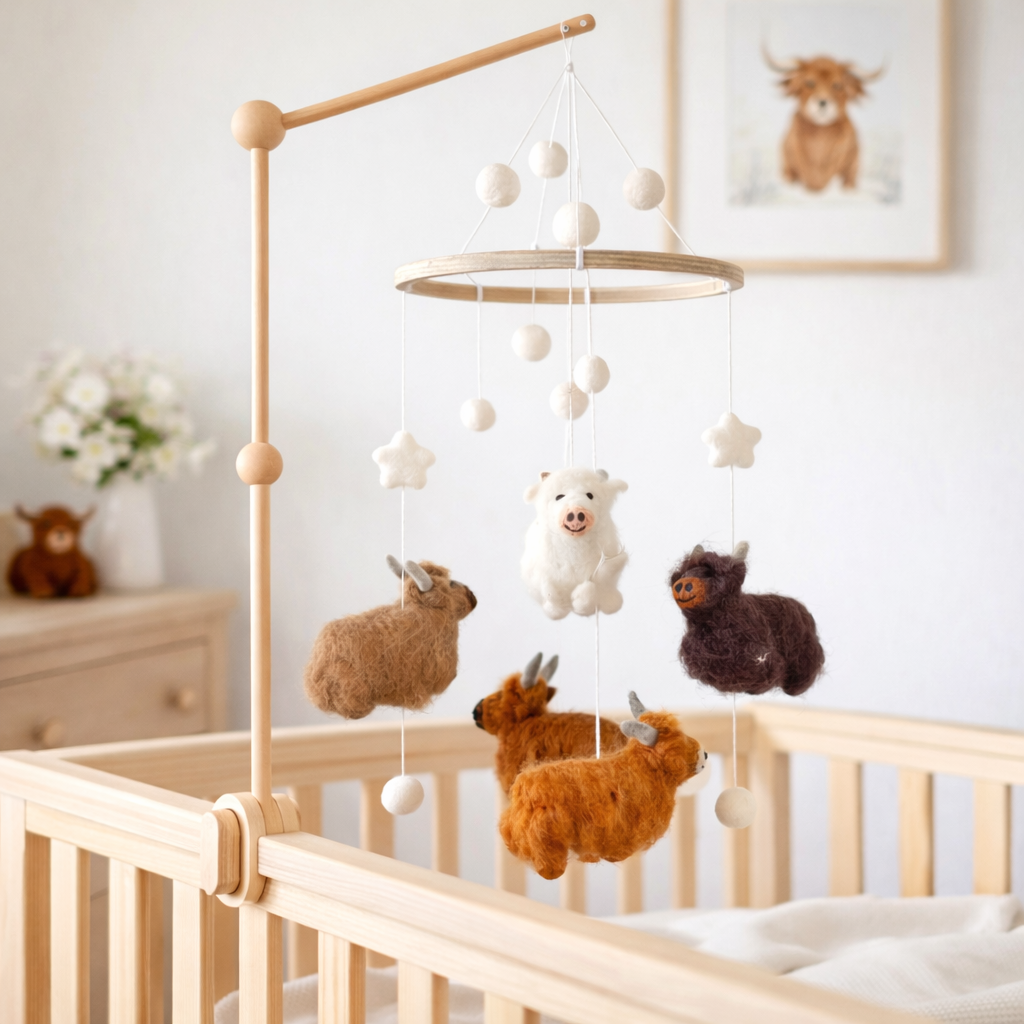 Felt Baby Mobile - Highland Cow