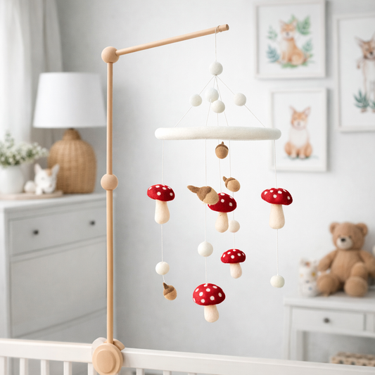 Felt Baby Mobile - Mushrooms and Acorns