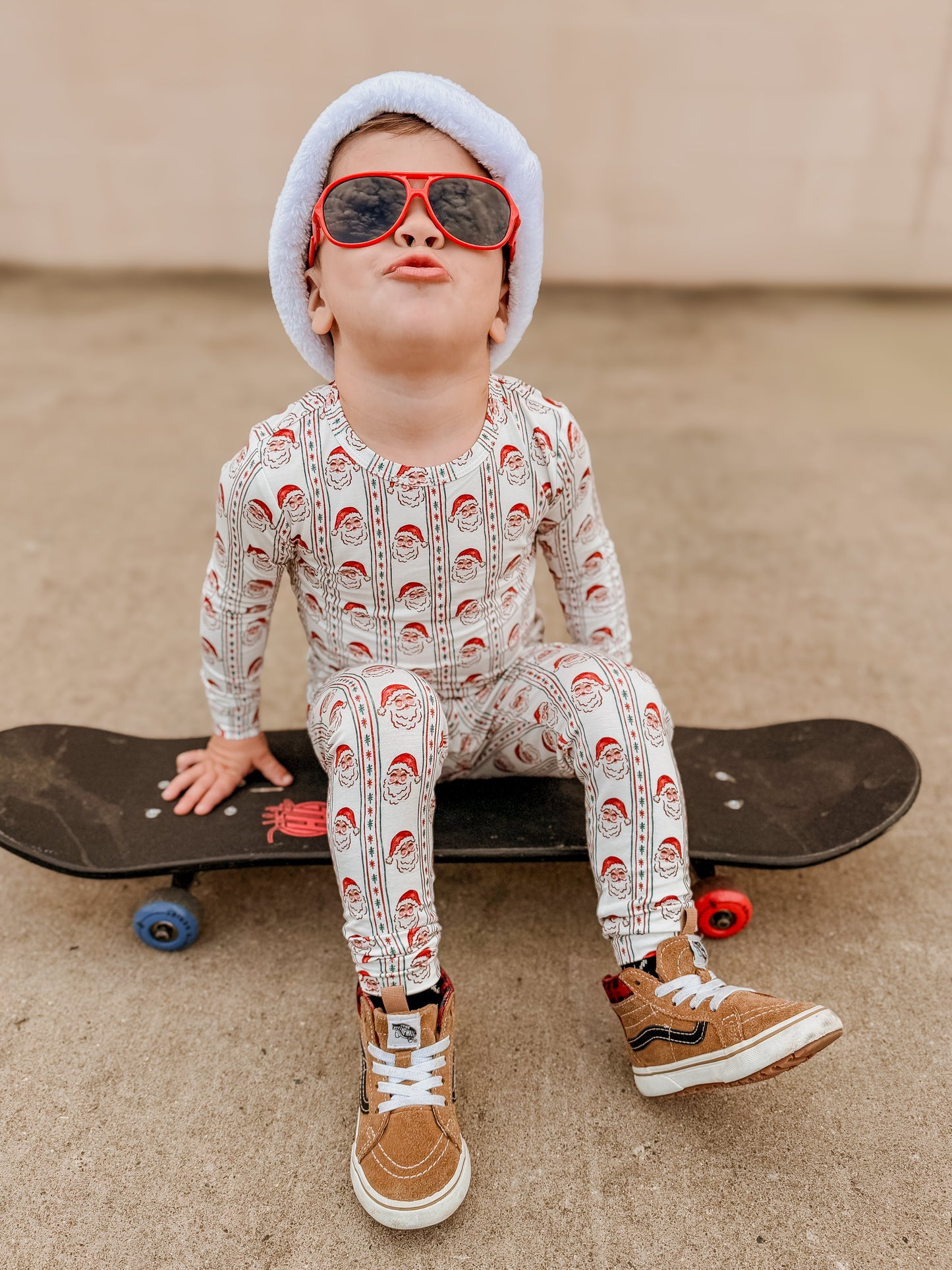 Vintage Santa Bamboo Christmas Pajamas - 2pc Set