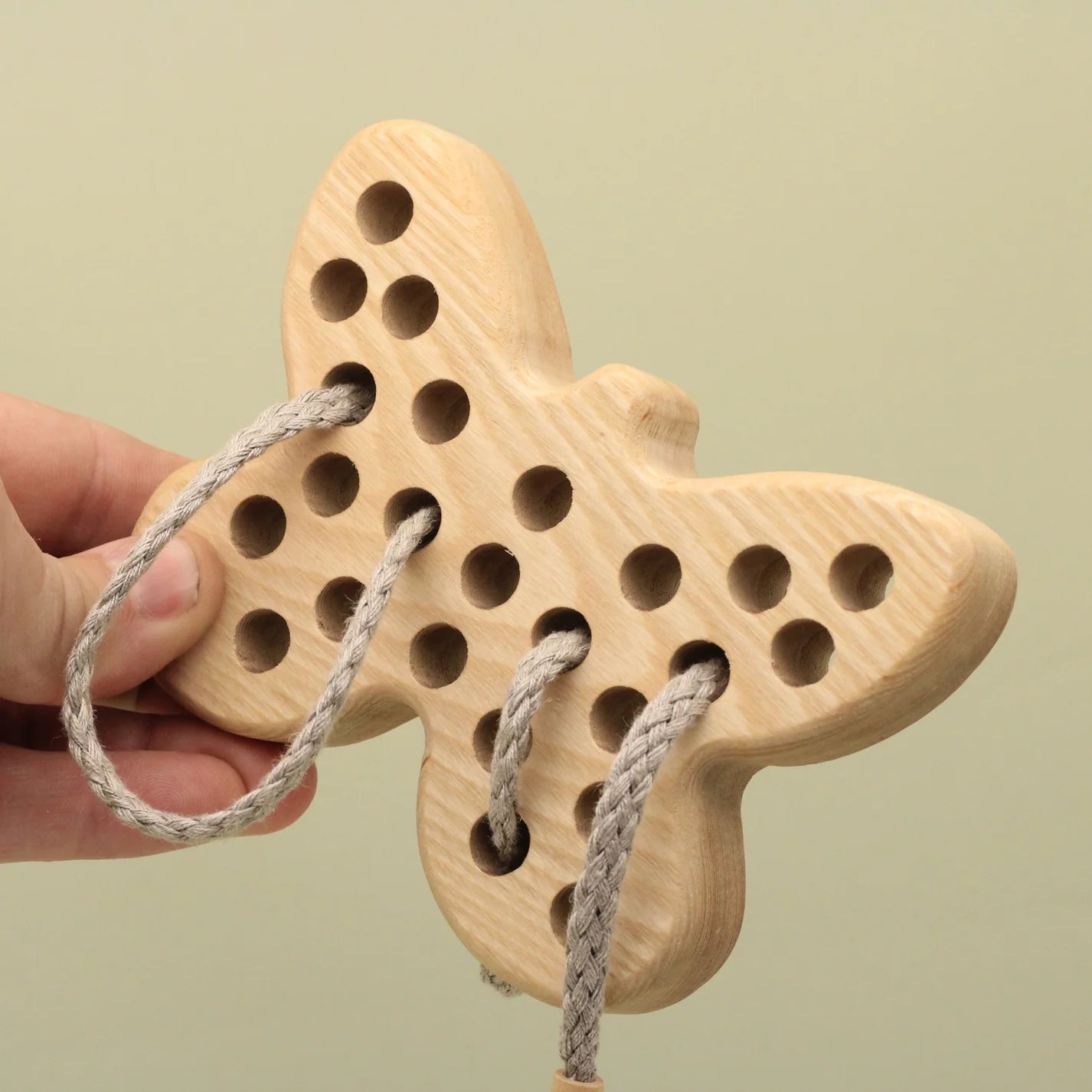 Natural Wooden Threading Lacing Butterfly Toy