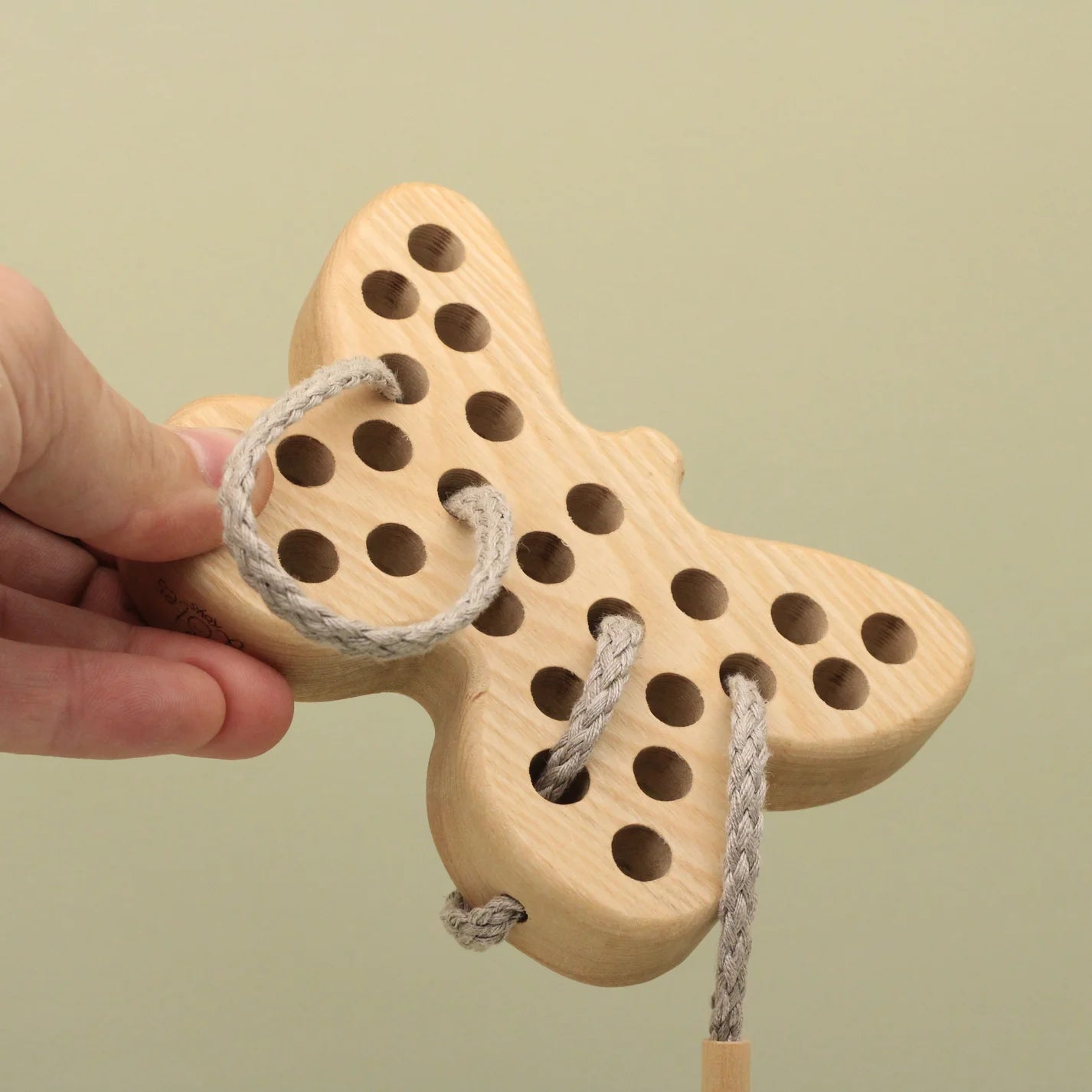 Natural Wooden Threading Lacing Butterfly Toy