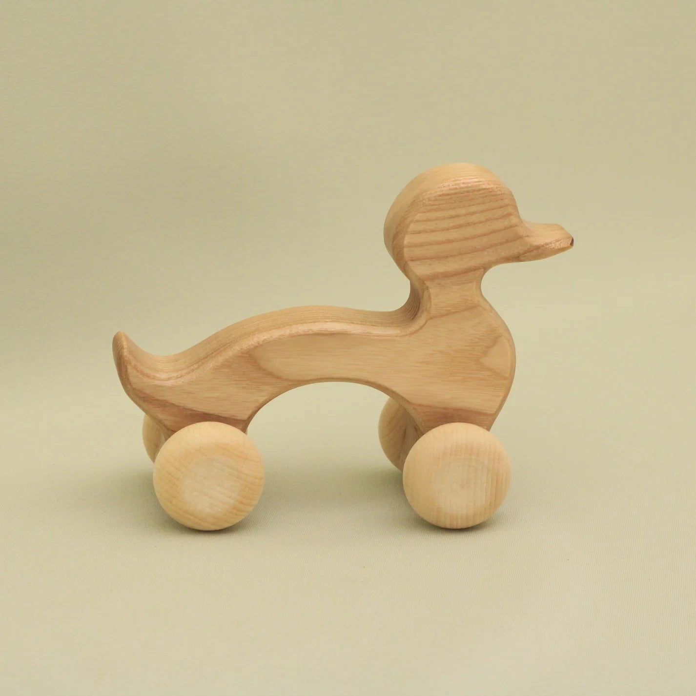 Wooden Duck Push Toy with Wheels