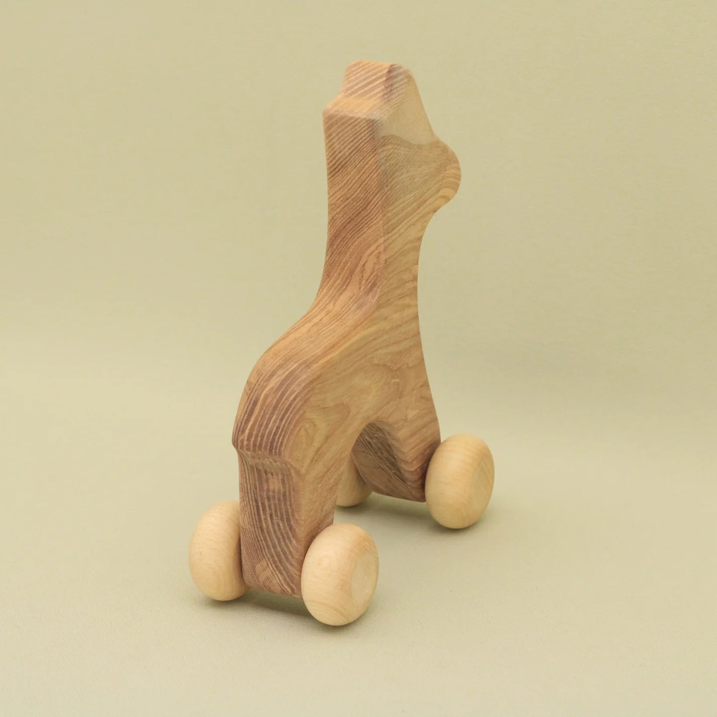 Wooden Giraffe Push Toy on Wheels