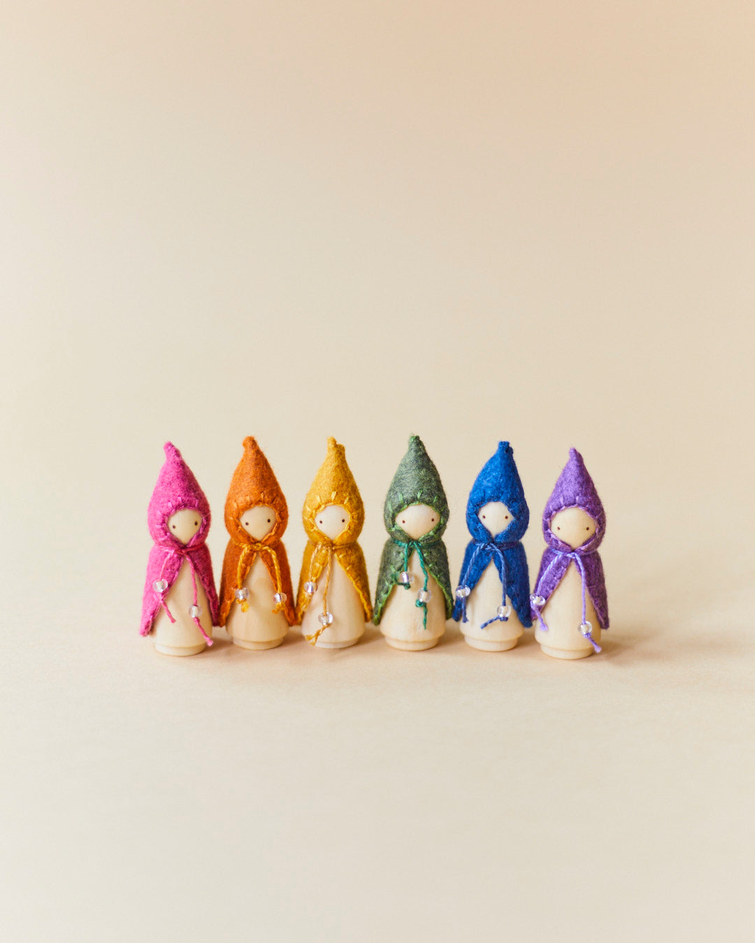 Mini Pink Wooden Gnome