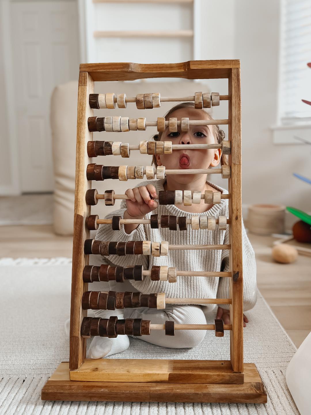 Natural Tree Abacus with 100 Wooden Counters