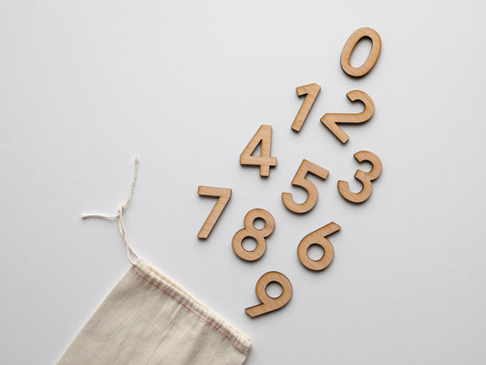 Wooden Number Set Wood Numerals & Math Symbols in Maple