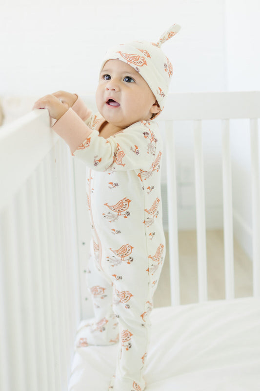 GOTS Certified Organic Cotton Zippy Footed in Celadon Quail