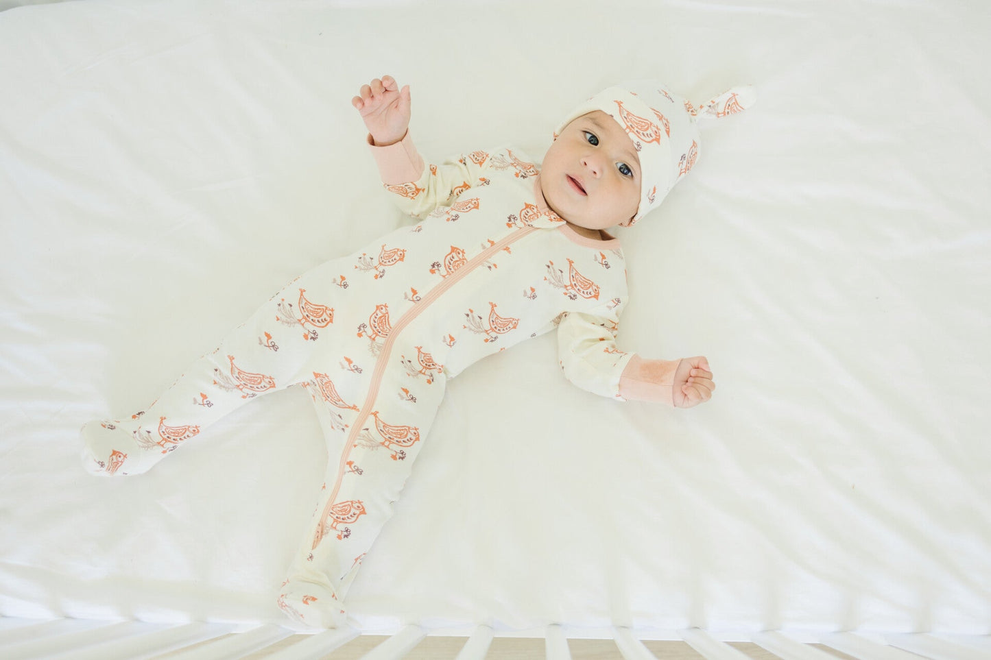 GOTS Certified Organic Cotton Zippy Footed in Celadon Quail