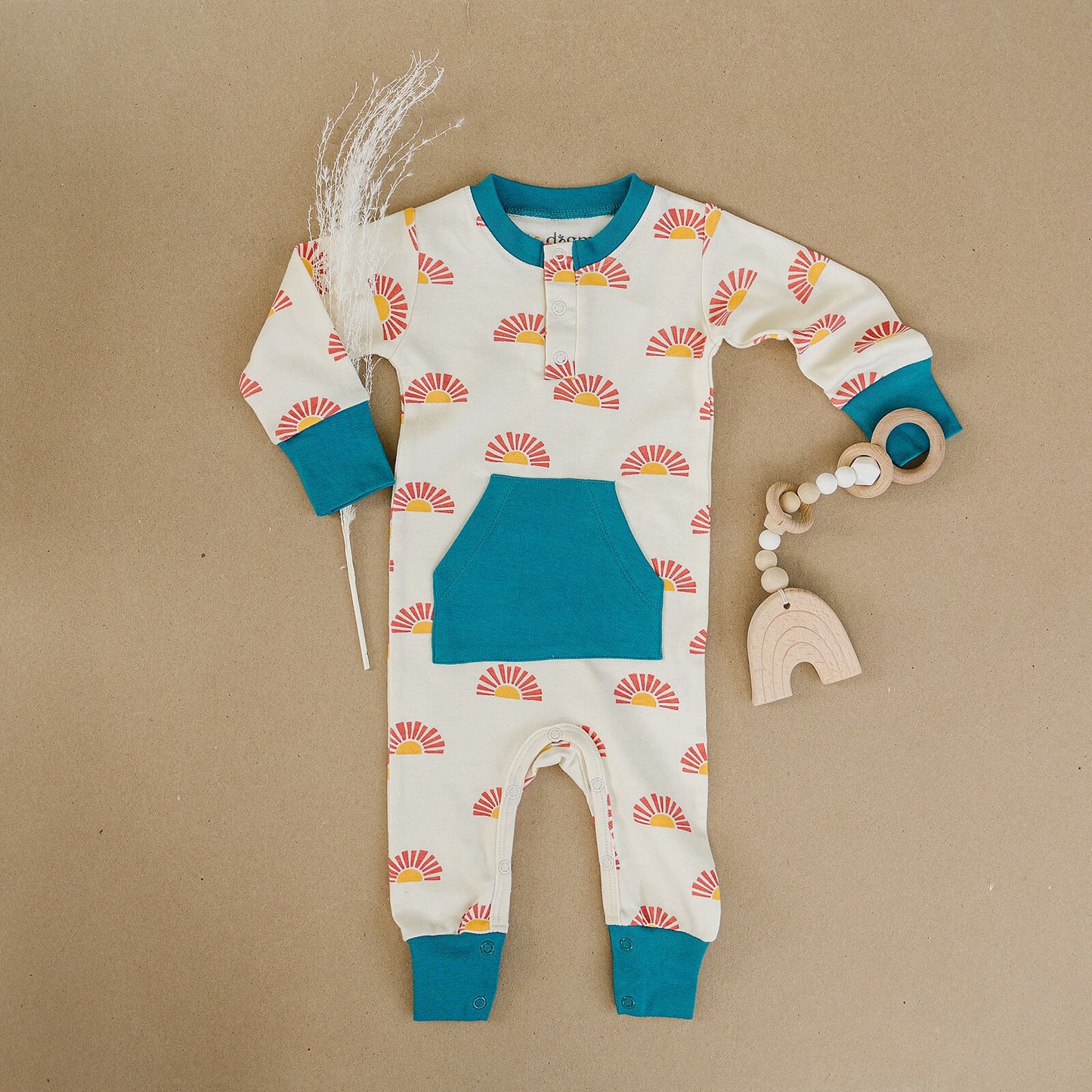GOTS Certified Organic Cotton Playsuit in Sunrise