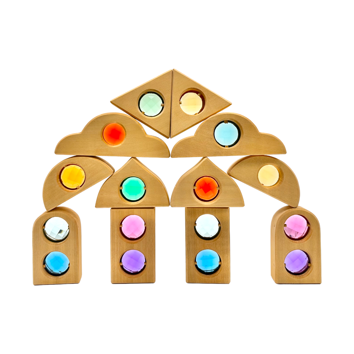 12 Pcs Rainbow Fairytale Window Blocks with Storage Tray