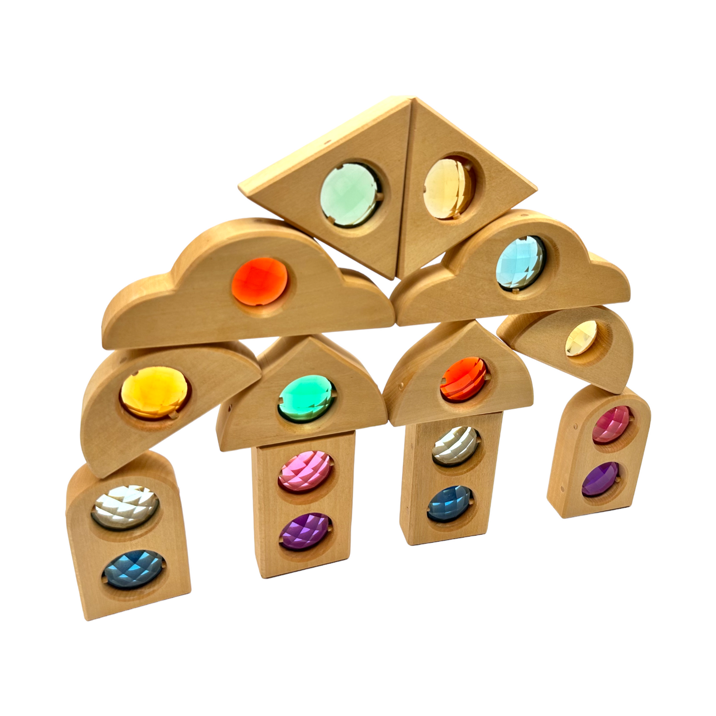 12 Pcs Rainbow Fairytale Window Blocks with Storage Tray