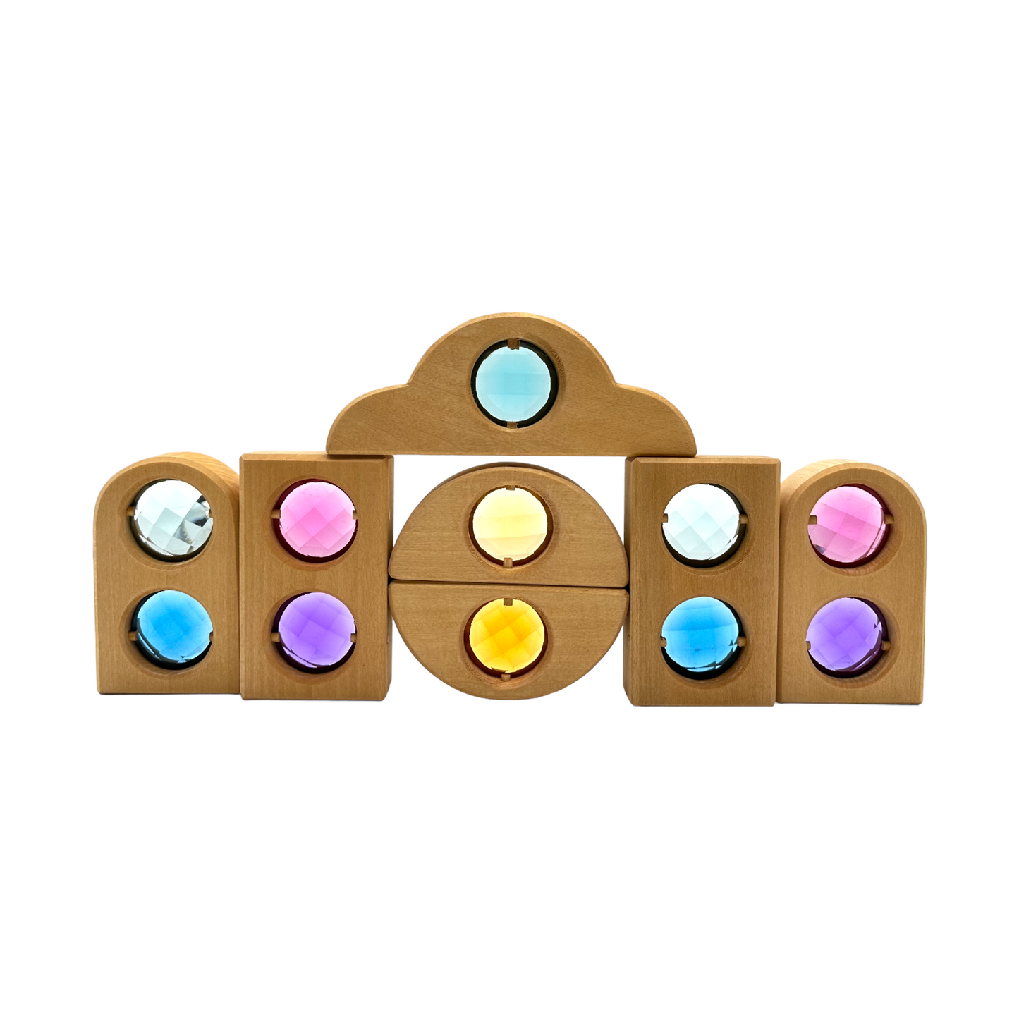 12 Pcs Rainbow Fairytale Window Blocks with Storage Tray