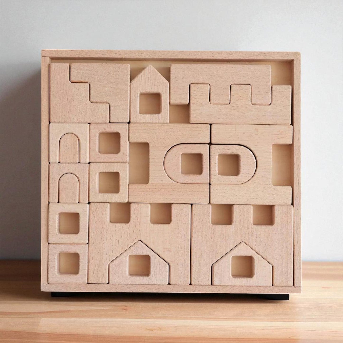 Natural Wooden Architectural Building Blocks – 21 or 26 Piece Set