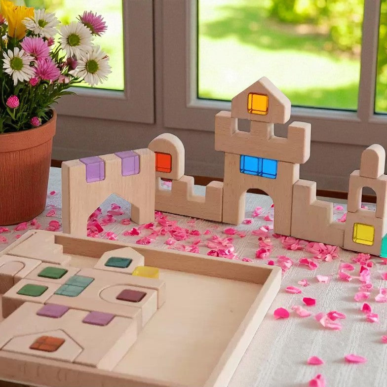 Natural Wooden Architectural Building Blocks – 21 or 26 Piece Set