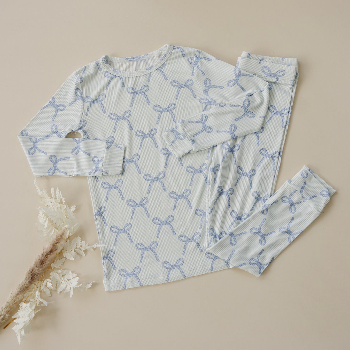 Blue Belle 2pc Ribbed Bamboo Pajamas