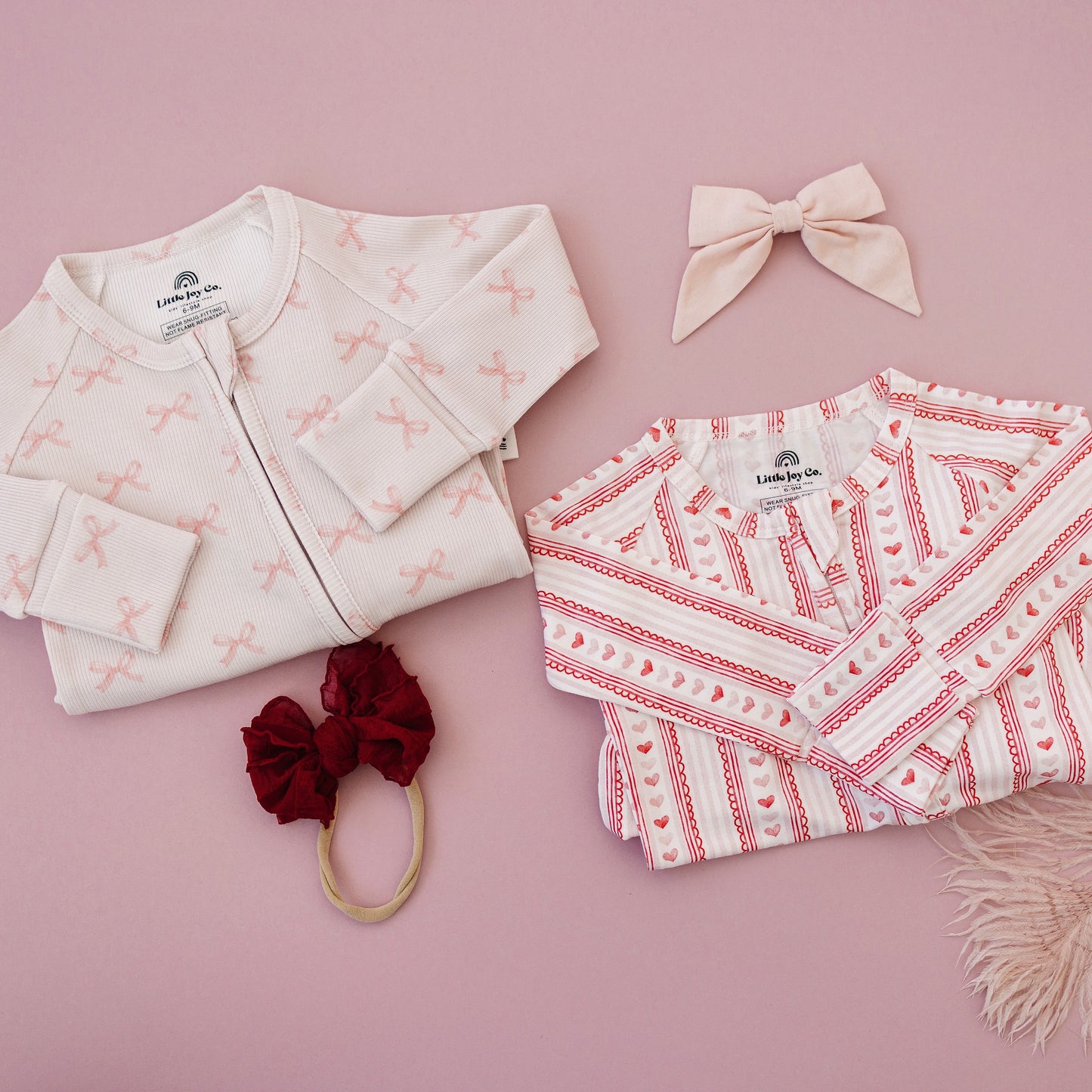Blushing Bows Ribbed Bamboo Zippy Pajamas