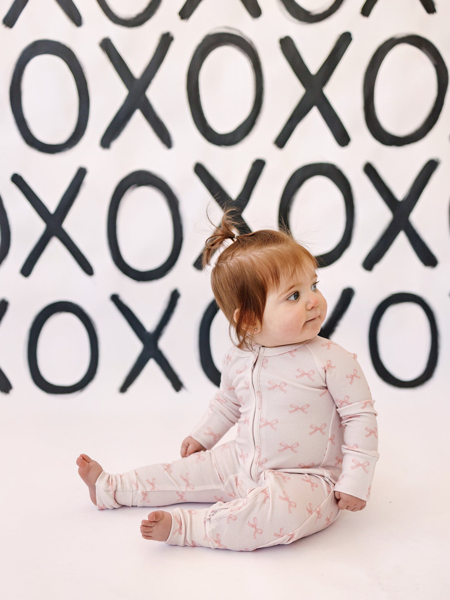 Blushing Bows Ribbed Bamboo Zippy Pajamas