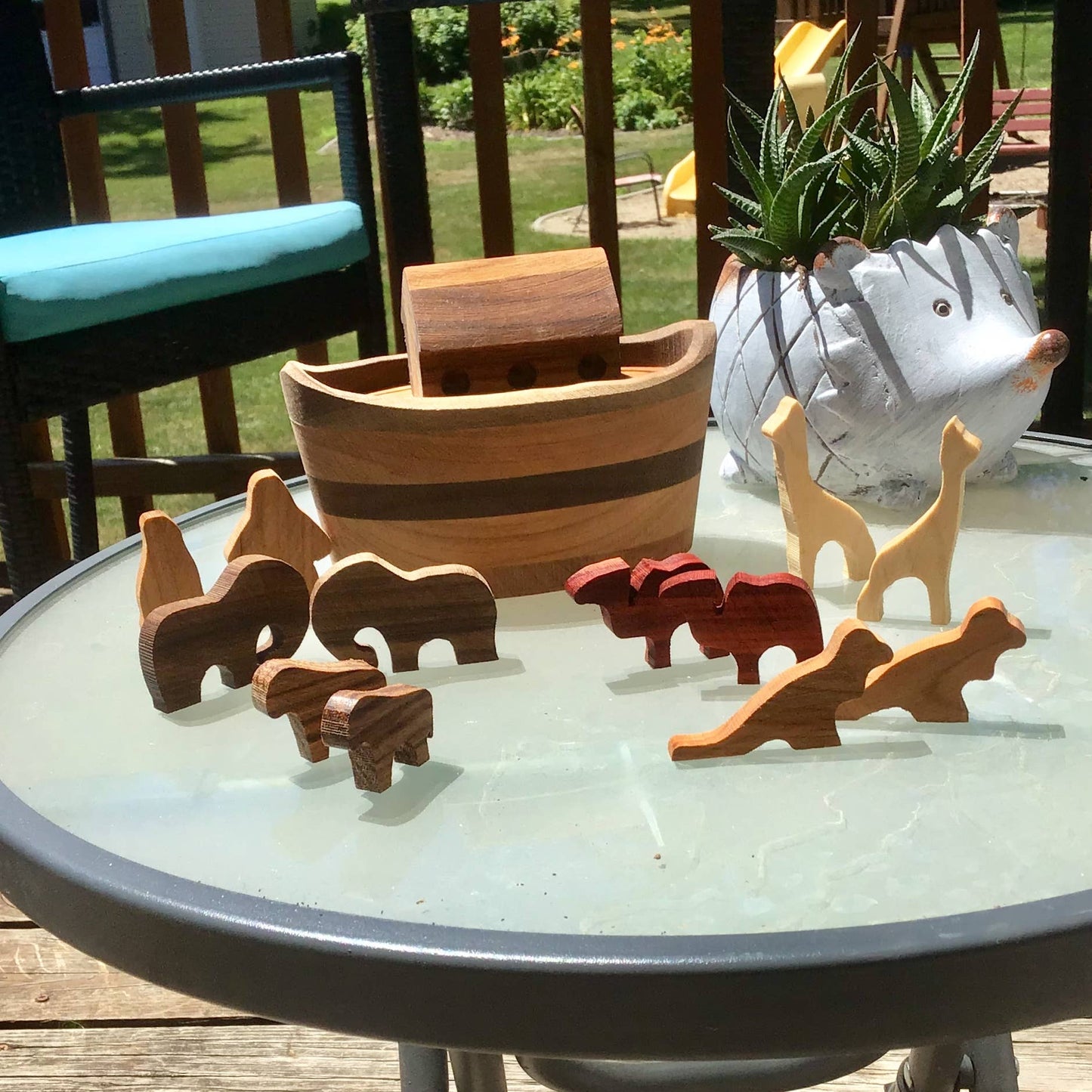 Wooden Mini Noah's Ark Set with Boat and 6 Animal Pairs