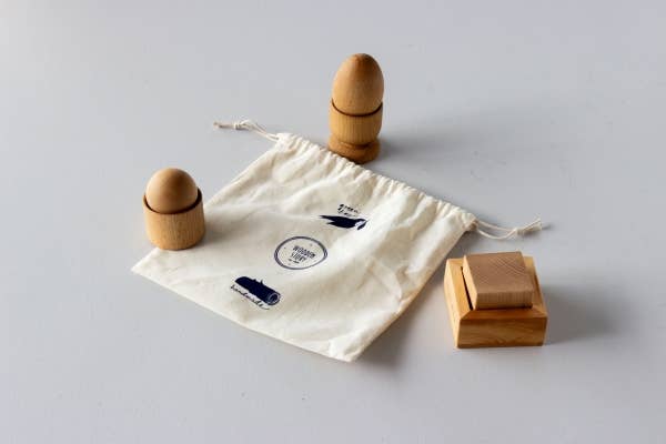 My First Montessori Set: Egg, Cube, + Ball and Cup Wooden Toys