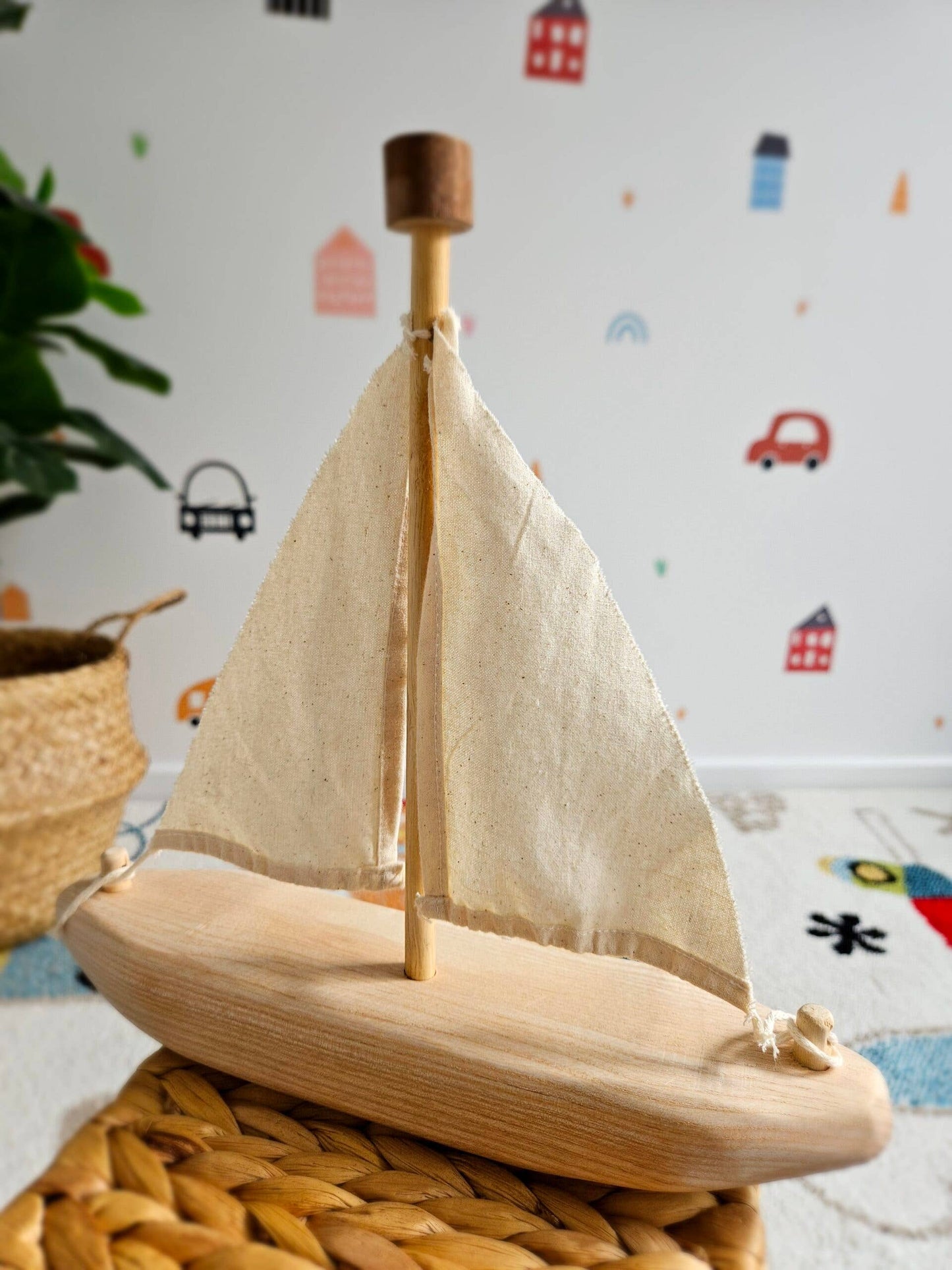 EcoVoyager Recycled Wood Tree Sail Boat Toy
